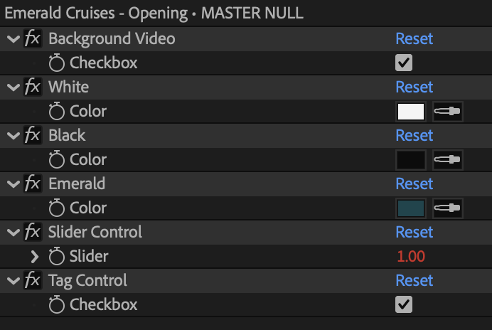 Master Null on the timeline